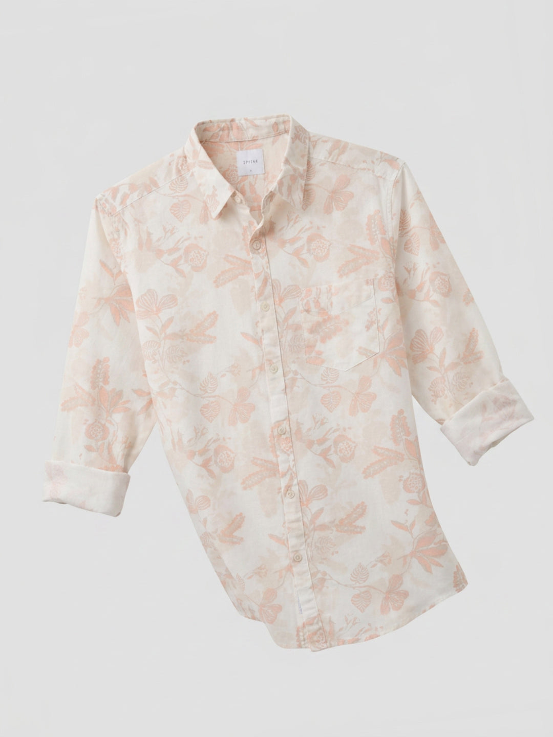 Men Shirt Print Off-White Regular Fit