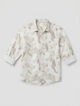 Men Shirt Print Beige Regular Fit