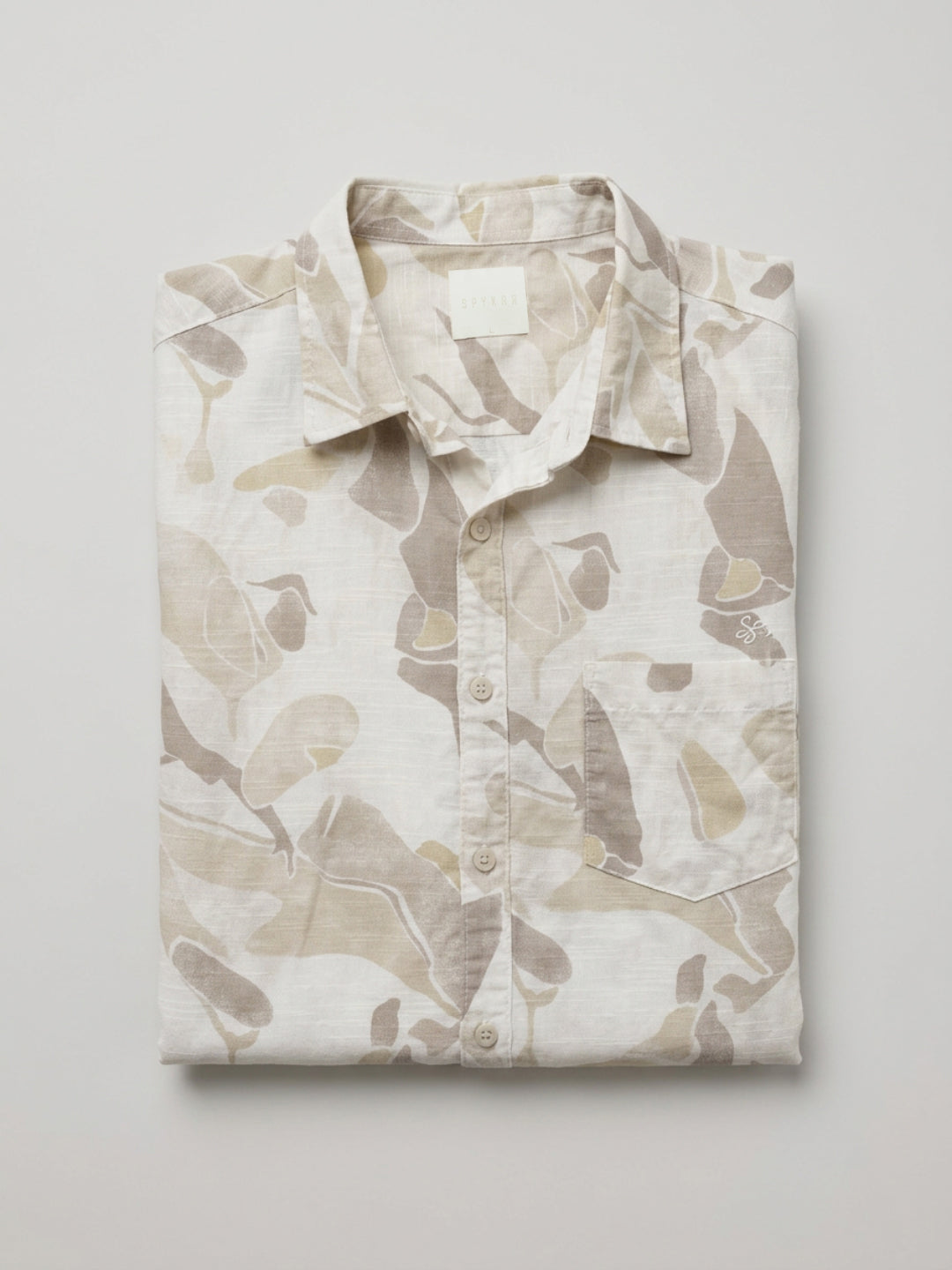 Men Shirt Print Beige Regular Fit