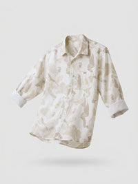 Men Shirt Print Beige Regular Fit