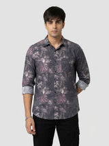 Men Shirt Print Black Regular Fit