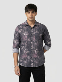 Men Shirt Print Black Regular Fit