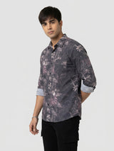 Men Shirt Print Black Regular Fit