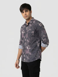 Men Shirt Print Black Regular Fit