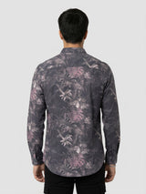 Men Shirt Print Black Regular Fit