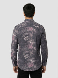 Men Shirt Print Black Regular Fit