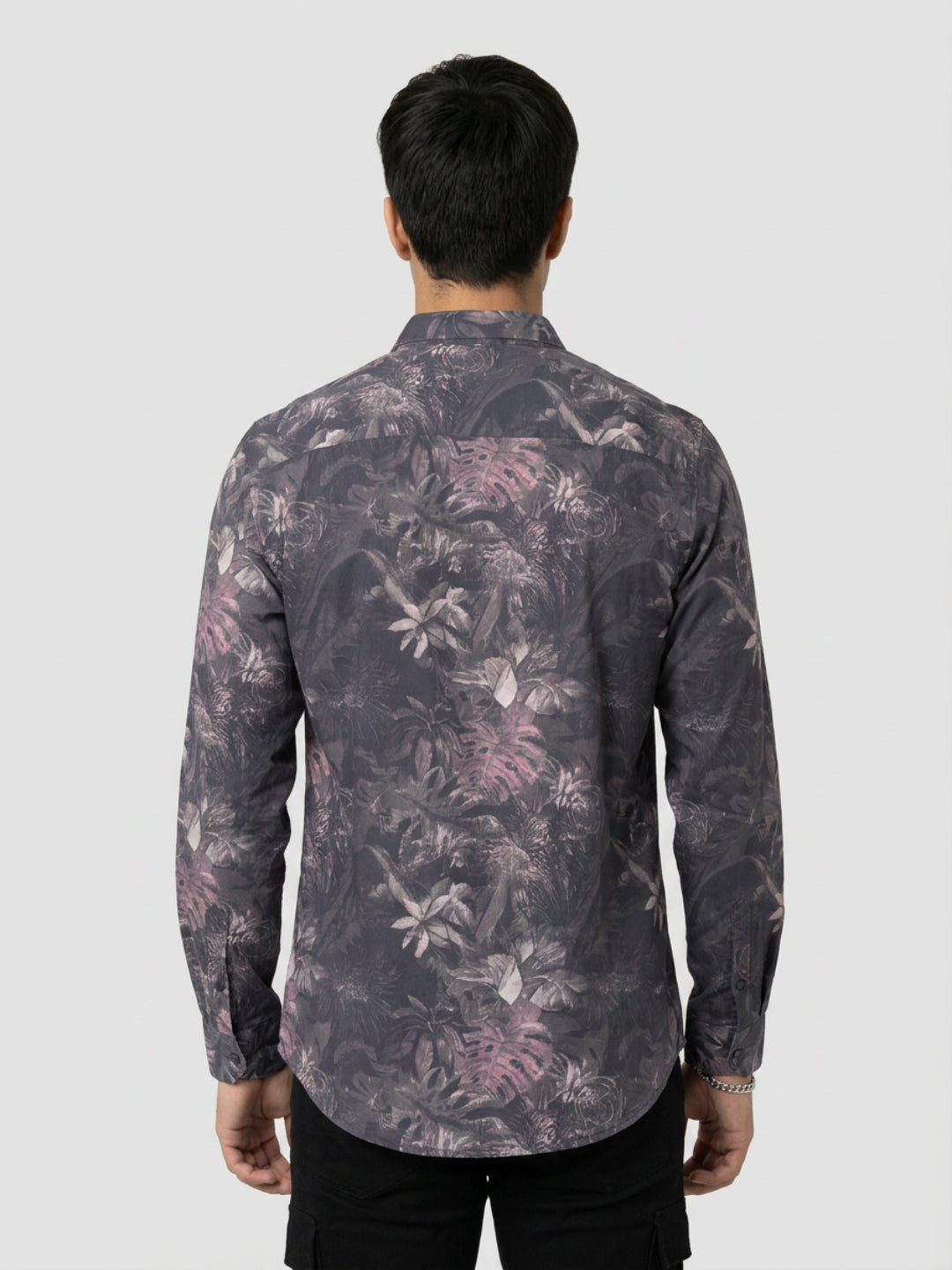 Men Shirt Print Black Regular Fit