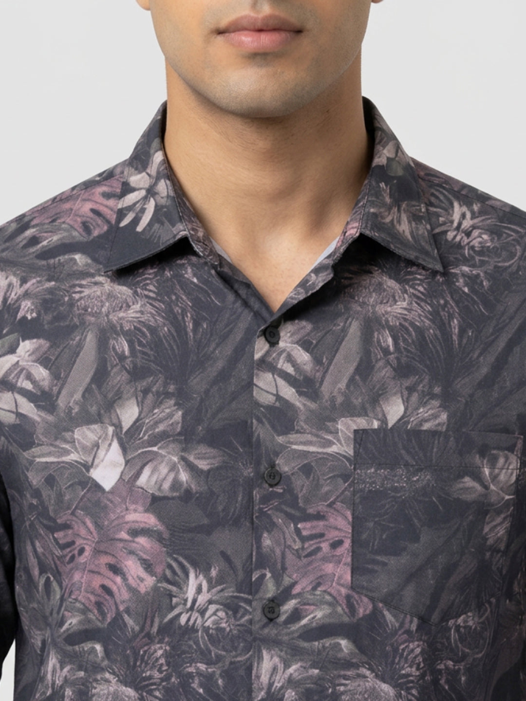 Men Shirt Print Black Regular Fit