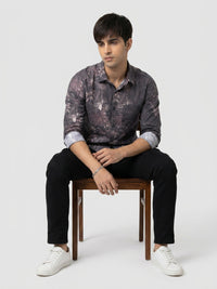 Men Shirt Print Black Regular Fit