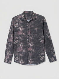 Men Shirt Print Black Regular Fit