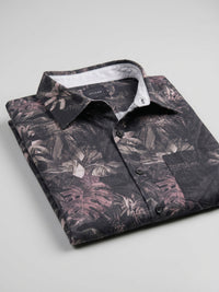 Men Shirt Print Black Regular Fit
