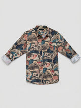 Men Shirt Print Green Regular Fit