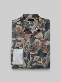 Men Shirt Print Green Regular Fit