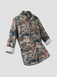 Men Shirt Print Green Regular Fit