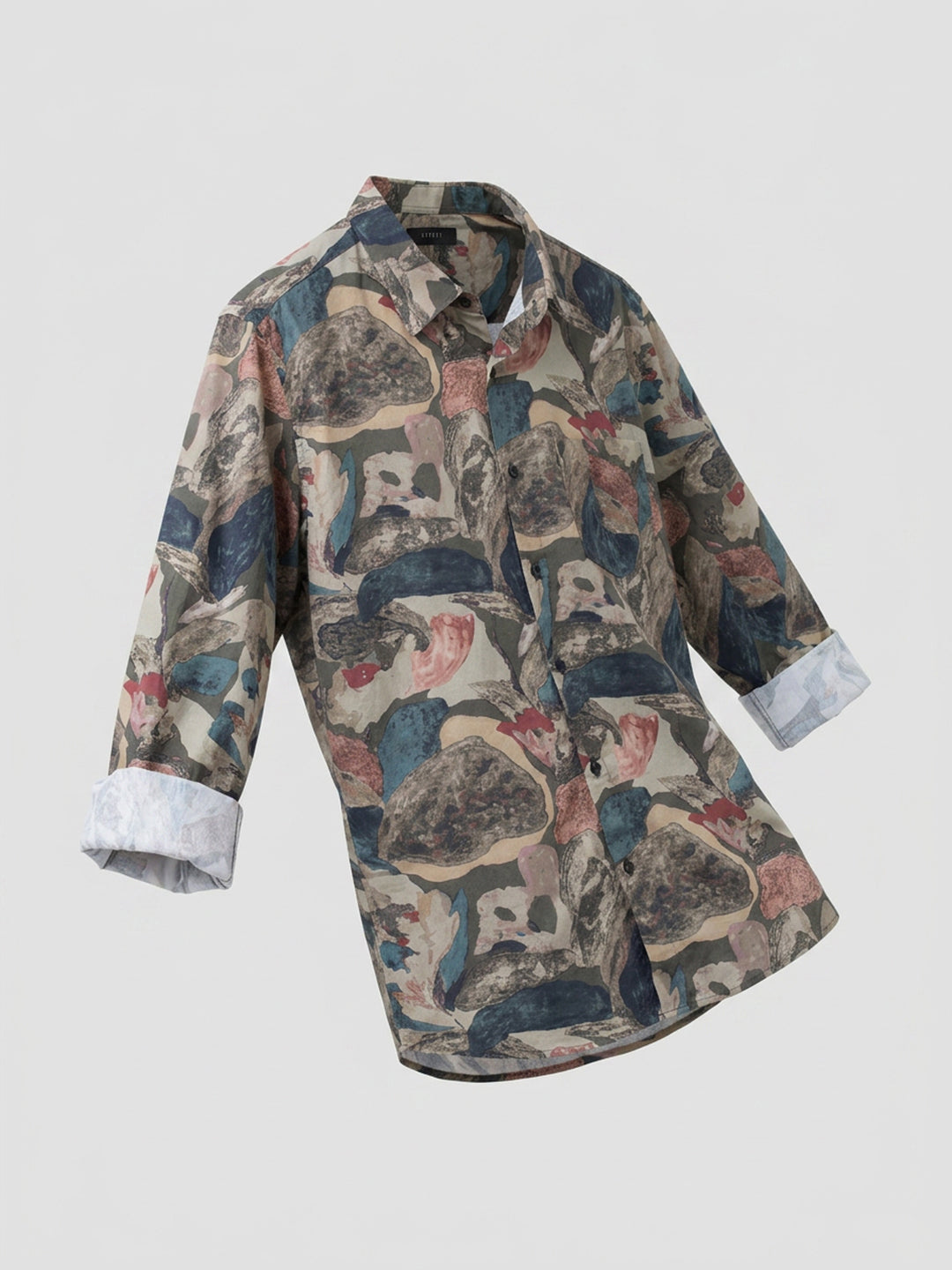 Men Shirt Print Green Regular Fit