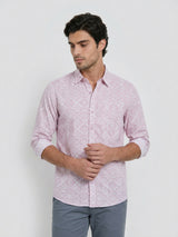 Men Shirt Print Lilac Regular Fit