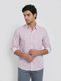 Men Shirt Print Lilac Regular Fit