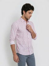 Men Shirt Print Lilac Regular Fit