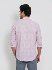 Men Shirt Print Lilac Regular Fit