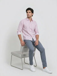 Men Shirt Print Lilac Regular Fit