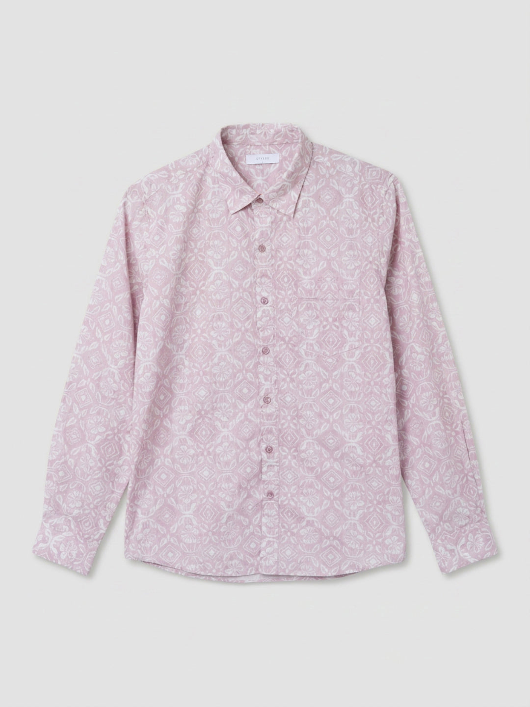 Men Shirt Print Lilac Regular Fit