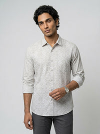 Men Shirt Print Green Regular Fit