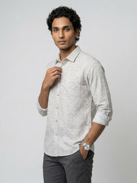 Men Shirt Print Green Regular Fit