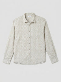 Men Shirt Print Green Regular Fit