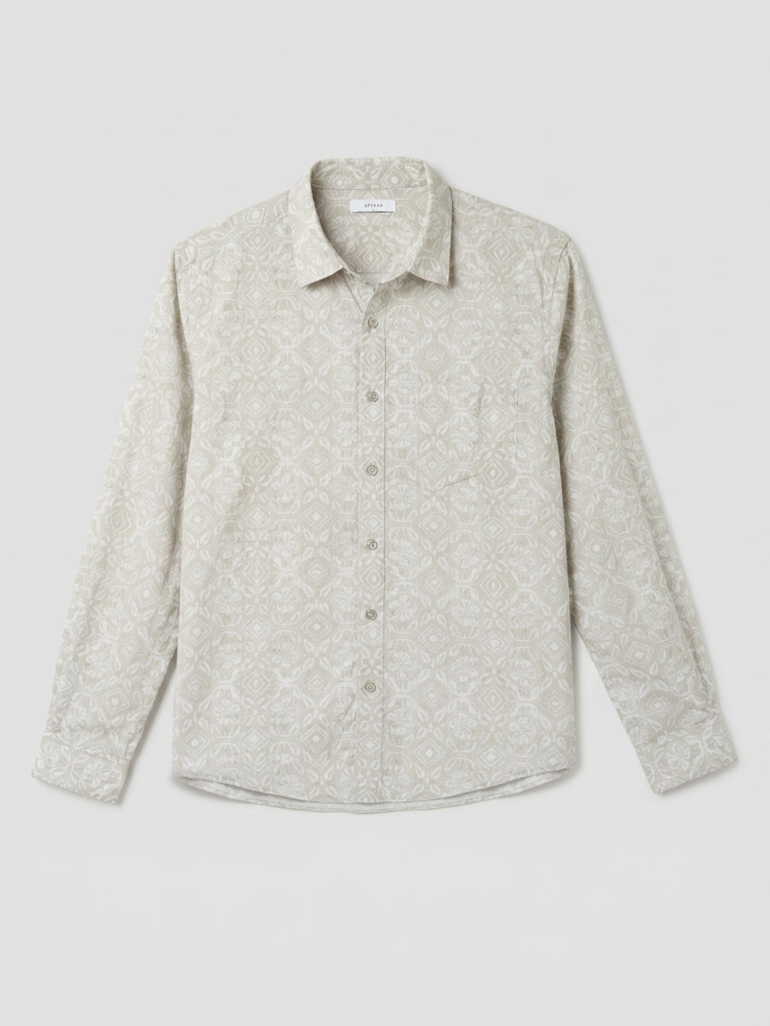 Men Shirt Print Green Regular Fit