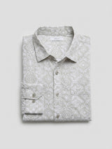 Men Shirt Print Green Regular Fit