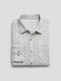 Men Shirt Print Green Regular Fit