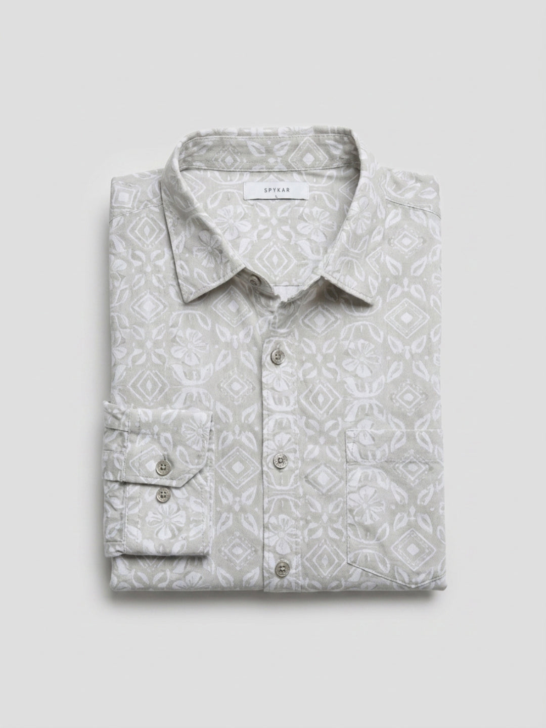 Men Shirt Print Green Regular Fit