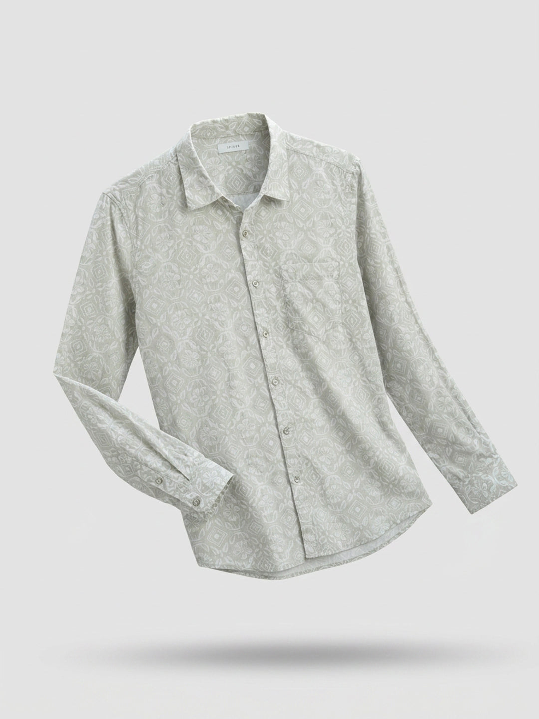 Men Shirt Print Green Regular Fit
