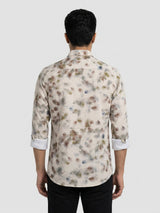 Men Shirt Print Beige Regular Fit
