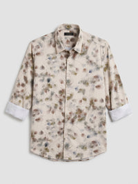 Men Shirt Print Beige Regular Fit