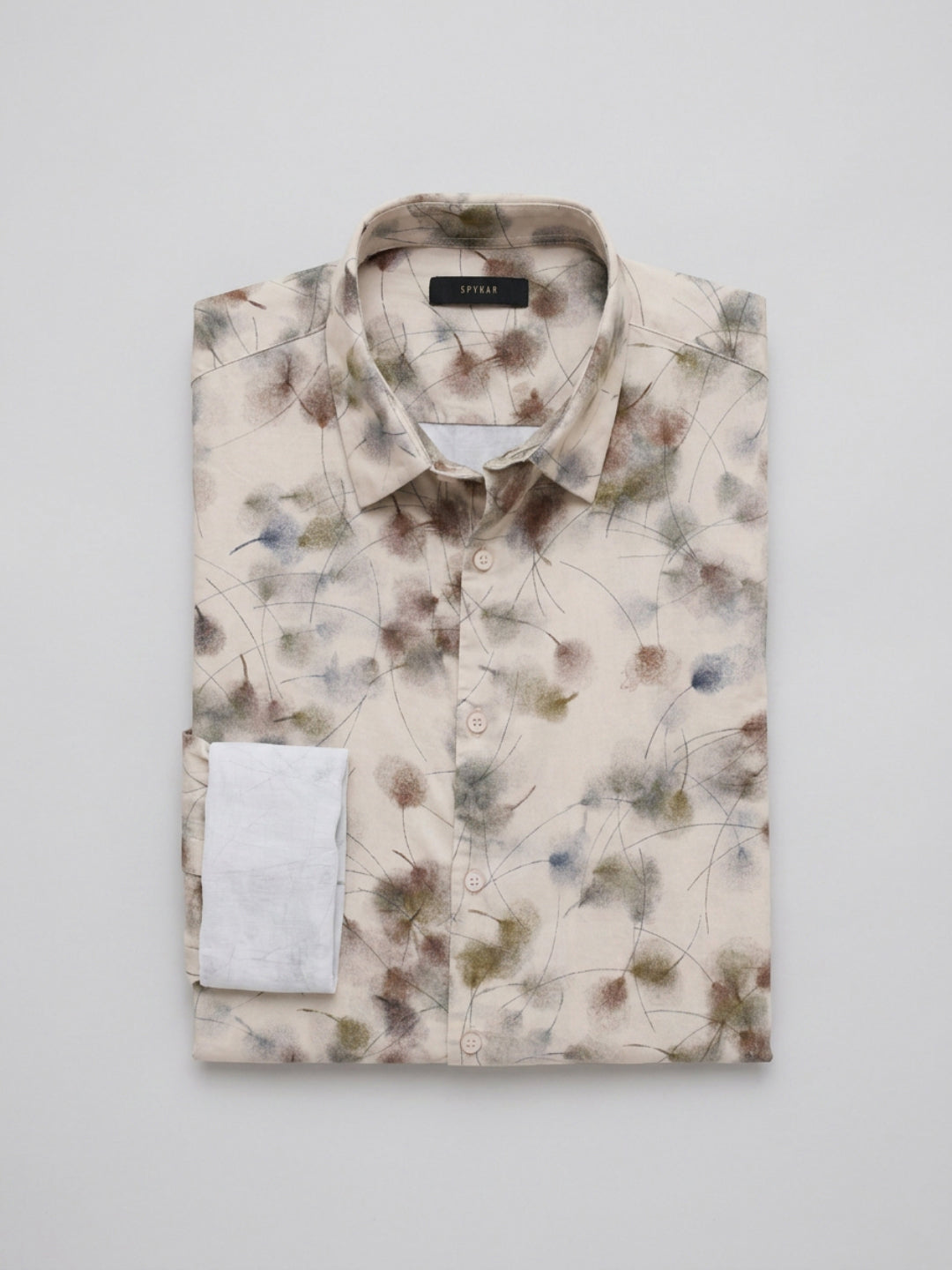 Men Shirt Print Beige Regular Fit
