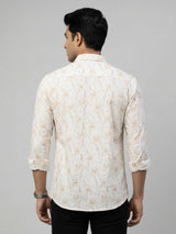 Men Shirt Print Beige Regular Fit