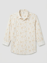 Men Shirt Print Beige Regular Fit