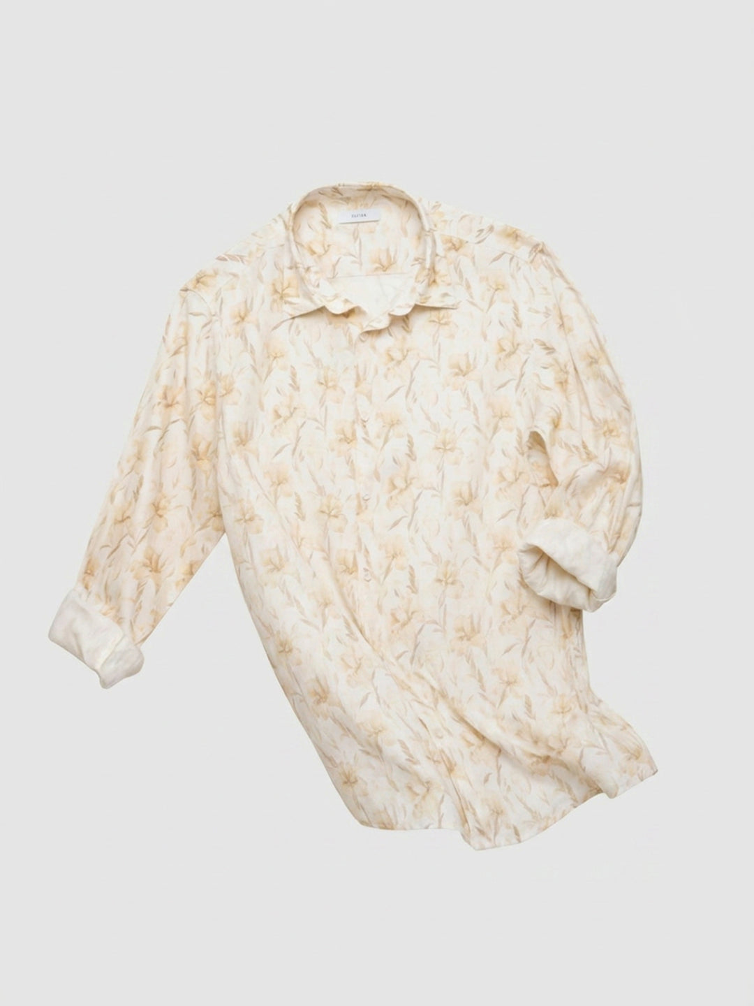 Men Shirt Print Beige Regular Fit