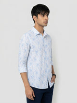 Men Shirt Print Ice Blue Regular Fit