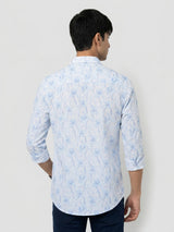 Men Shirt Print Ice Blue Regular Fit