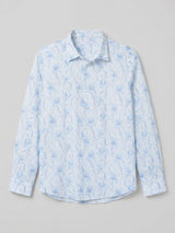 Men Shirt Print Ice Blue Regular Fit