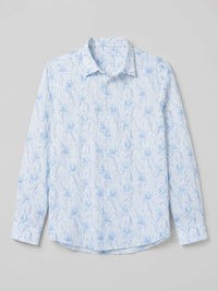 Men Shirt Print Ice Blue Regular Fit