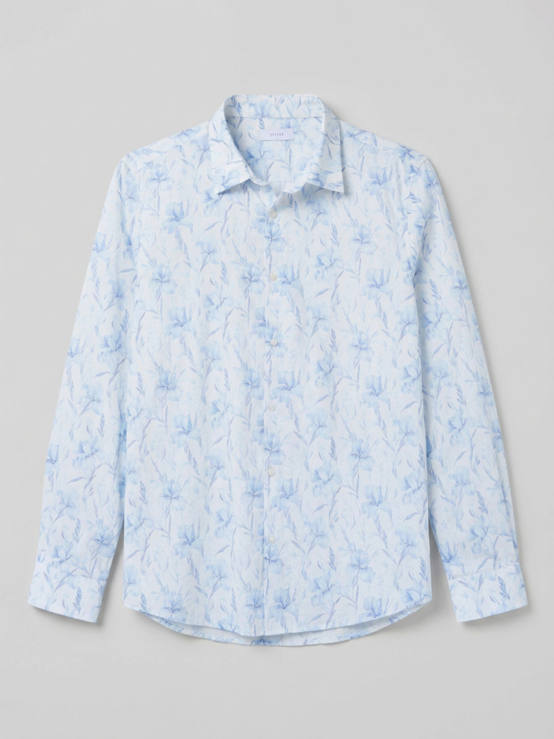 Men Shirt Print Ice Blue Regular Fit