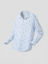 Men Shirt Print Ice Blue Regular Fit