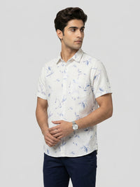 Men Shirt Print Blue Regular Fit