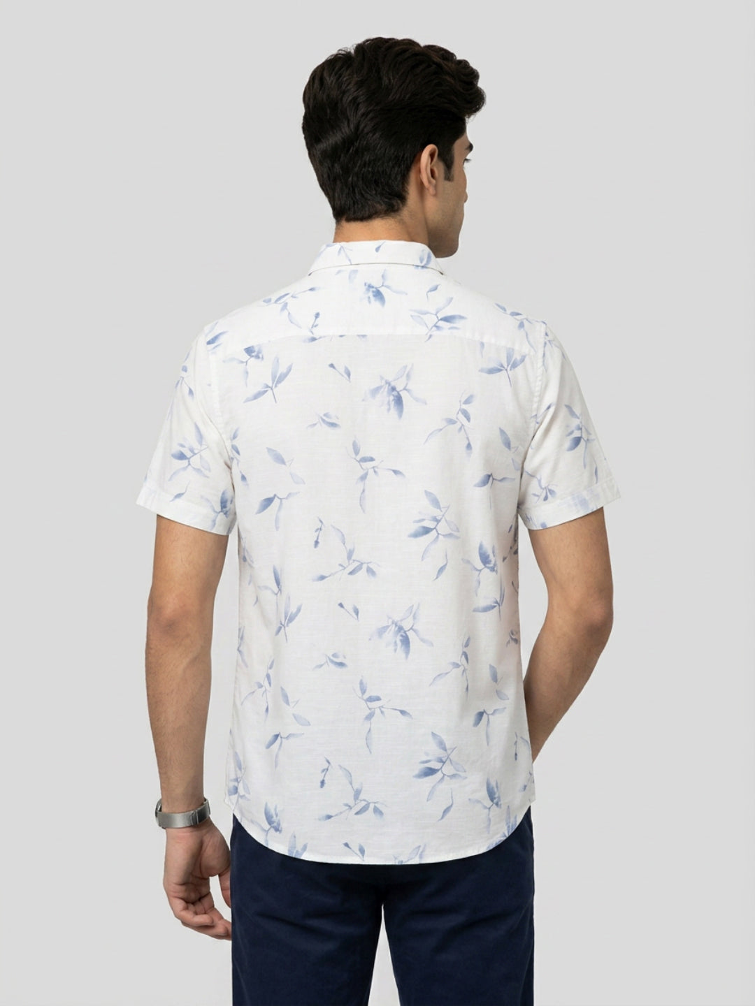 Men Shirt Print Blue Regular Fit