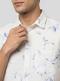 Men Shirt Print Blue Regular Fit