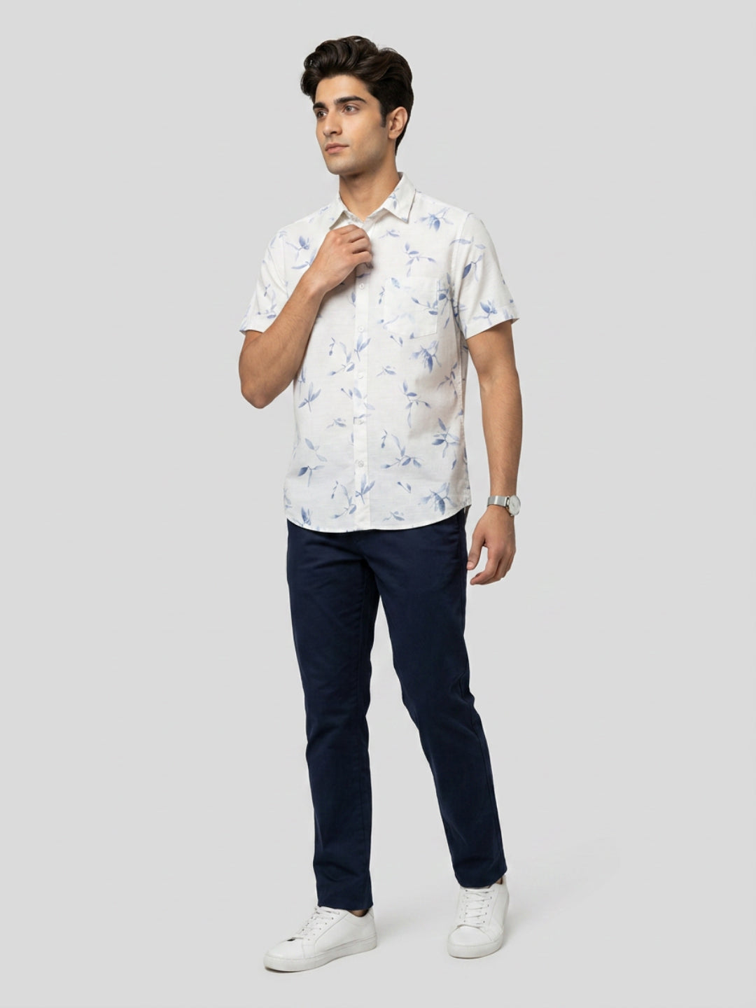Men Shirt Print Blue Regular Fit