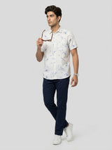 Men Shirt Print Blue Regular Fit